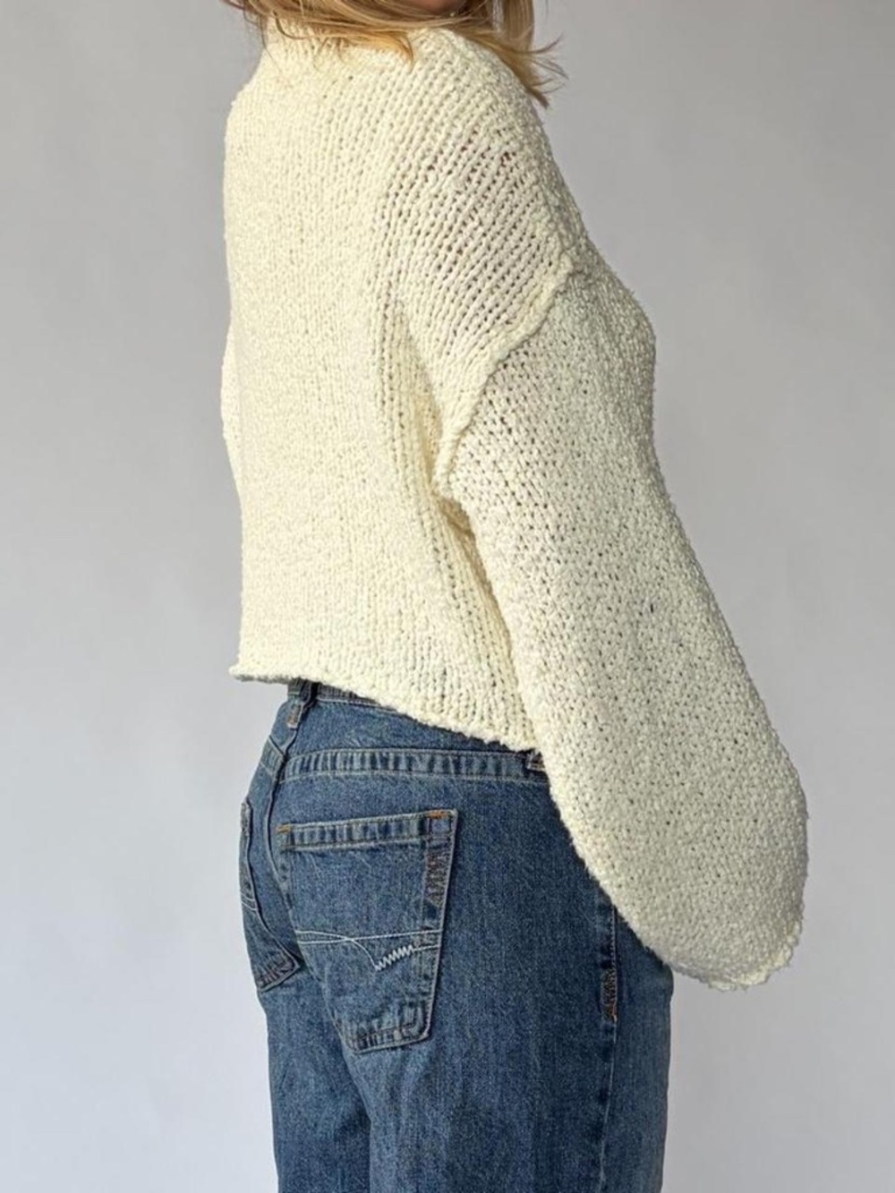 Anthropologie Bell Sleeve Knit Sweater Medium Cream - Picture 2 of 7